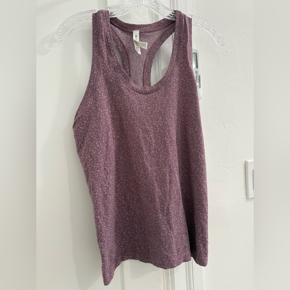 Athleta purple patterned stretchy racerback tank top